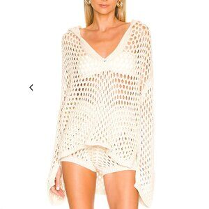 MISA Los Angeles Shamani Knit Crochet Hoodie Cotton Top Size M
